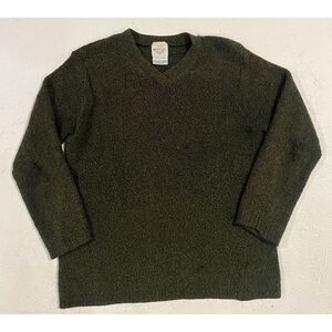 TR Bentley Knit Sweater Women's Large Green V Neck Short Sleeve‎ Wool